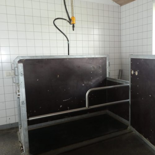 Tierarzt mit mobilem Equipment vor Ort